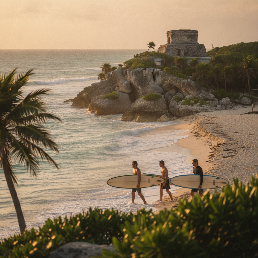 Longboarders community in Tulum